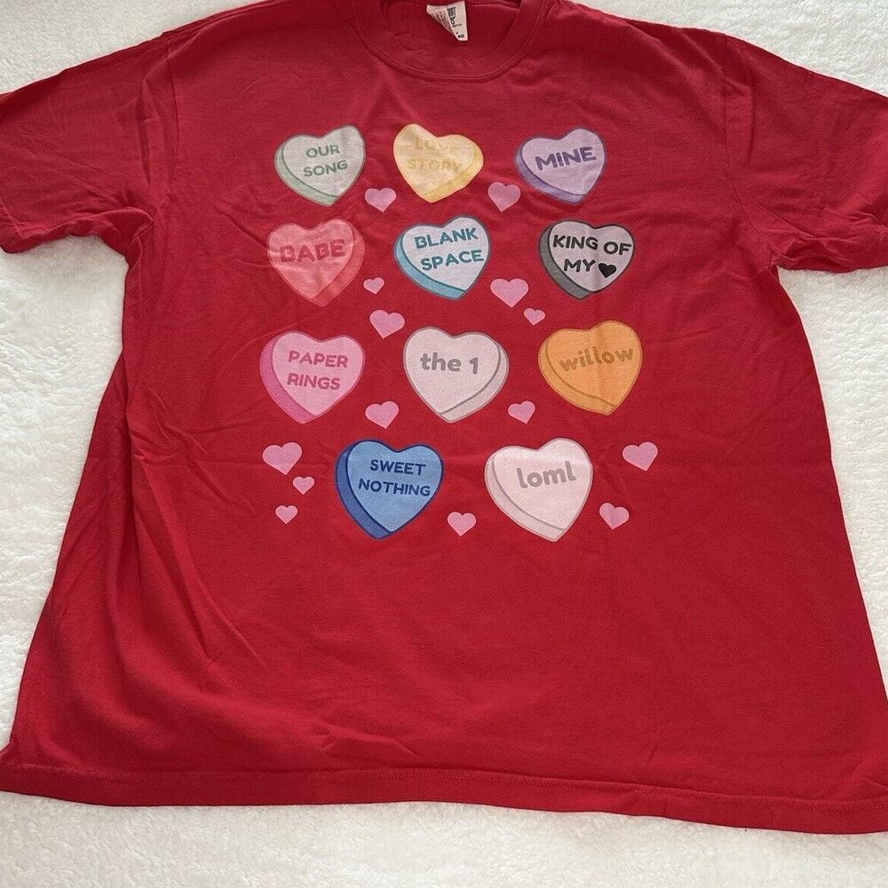 Valentine Conversation Heart Taylor-Devotee Inspired Love Song Title Tshirt XL